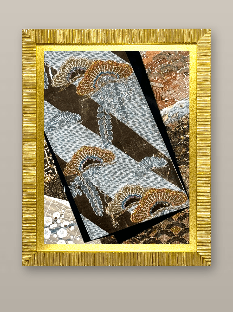 Botanical collection gold-thread obi artwork No.04, framed (Large)
