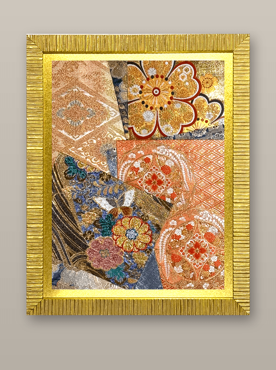 Botanical collection gold-thread obi artwork No.05, framed (Large)