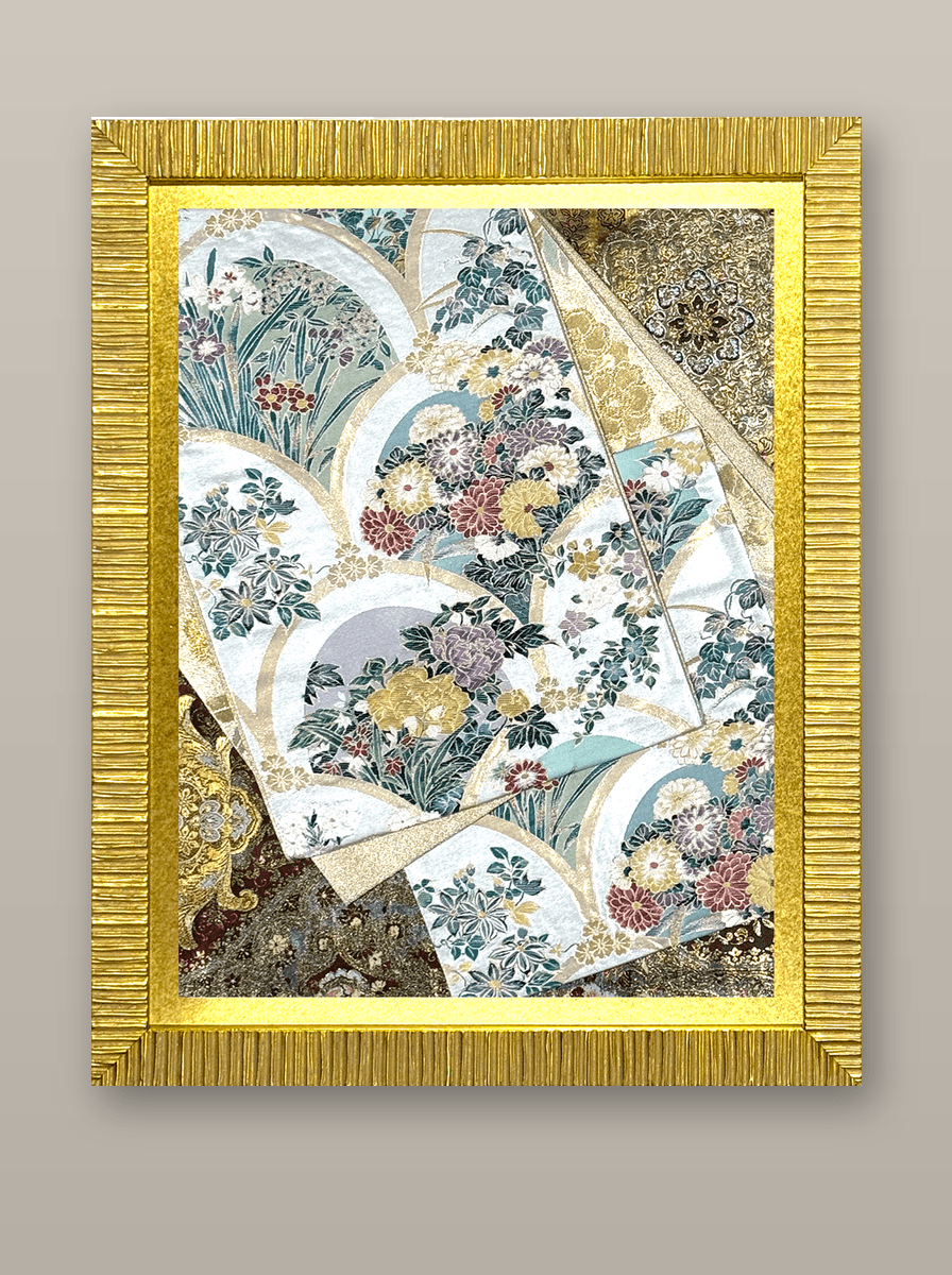Botanical collection gold-thread obi artwork No.06, framed (Large)