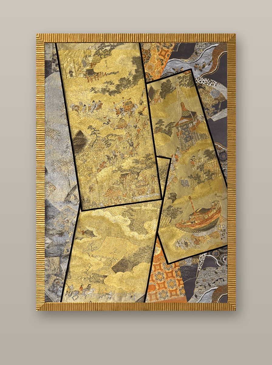 Koto collection gold-thread obi artwork No.01, framed (Extra Large)