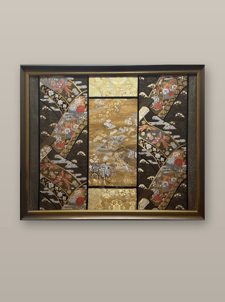 Koto collection gold-thread obi artwork No.05, framed (Other)