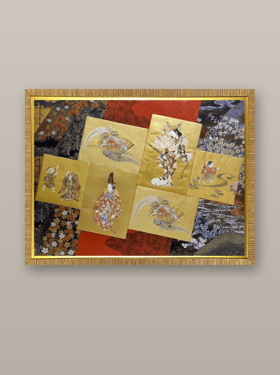 Koto collection gold-thread obi artwork No.06, framed (Other)
