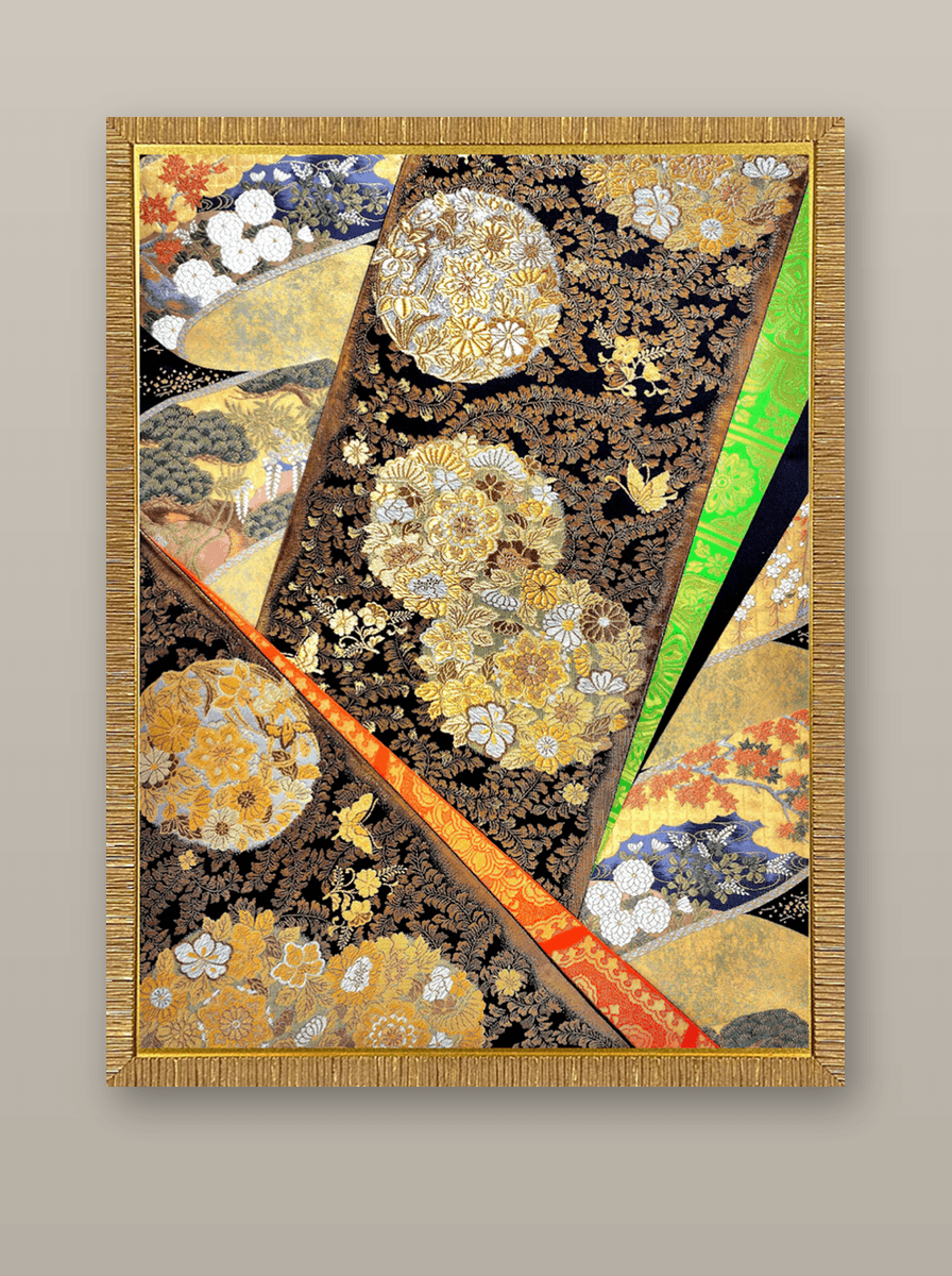 Shōsō-in collection gold-thread obi artwork No.02, framed (Large)