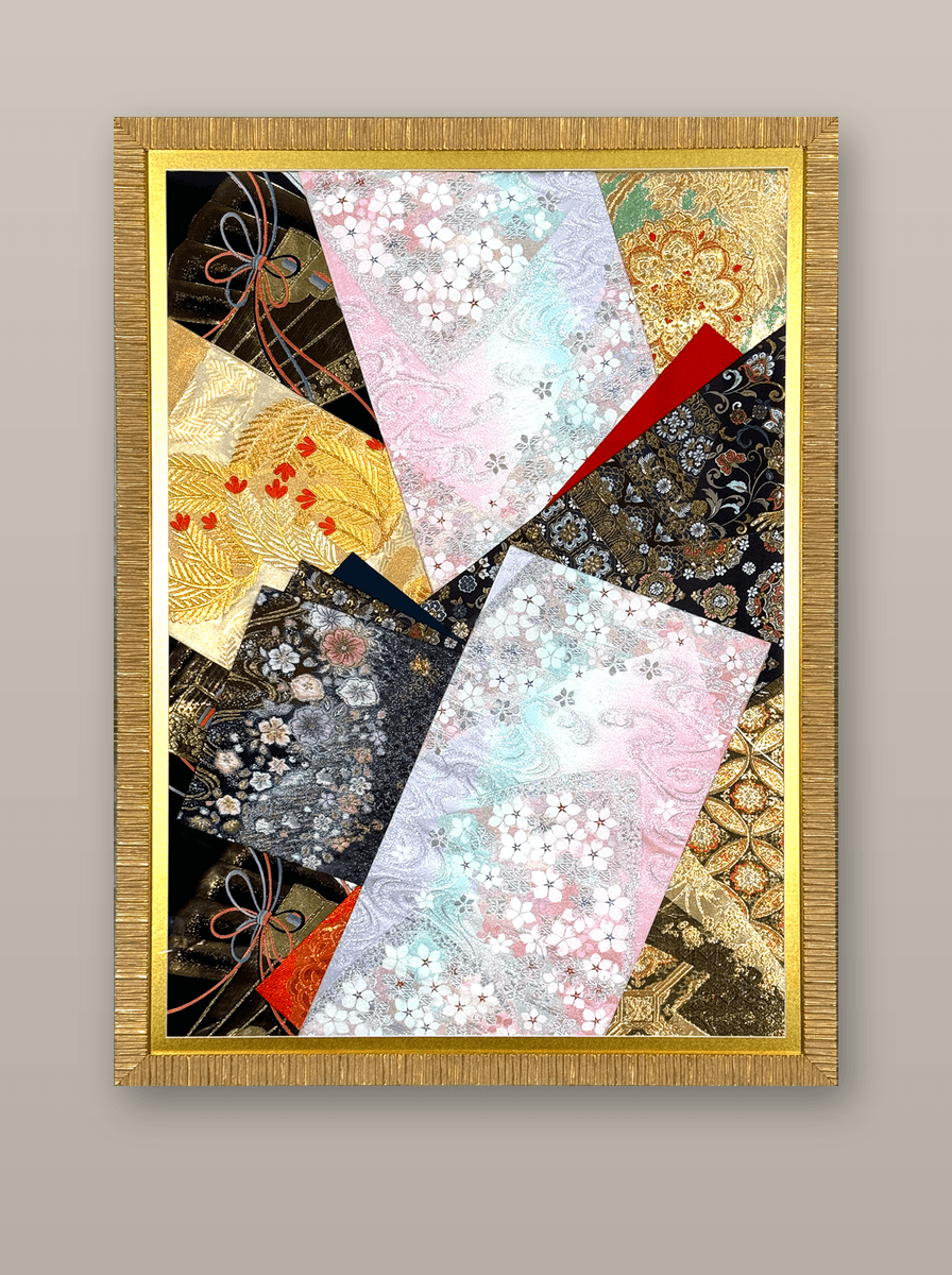 Botanical collection gold-thread obi artwork No.01, framed (Extra Large)