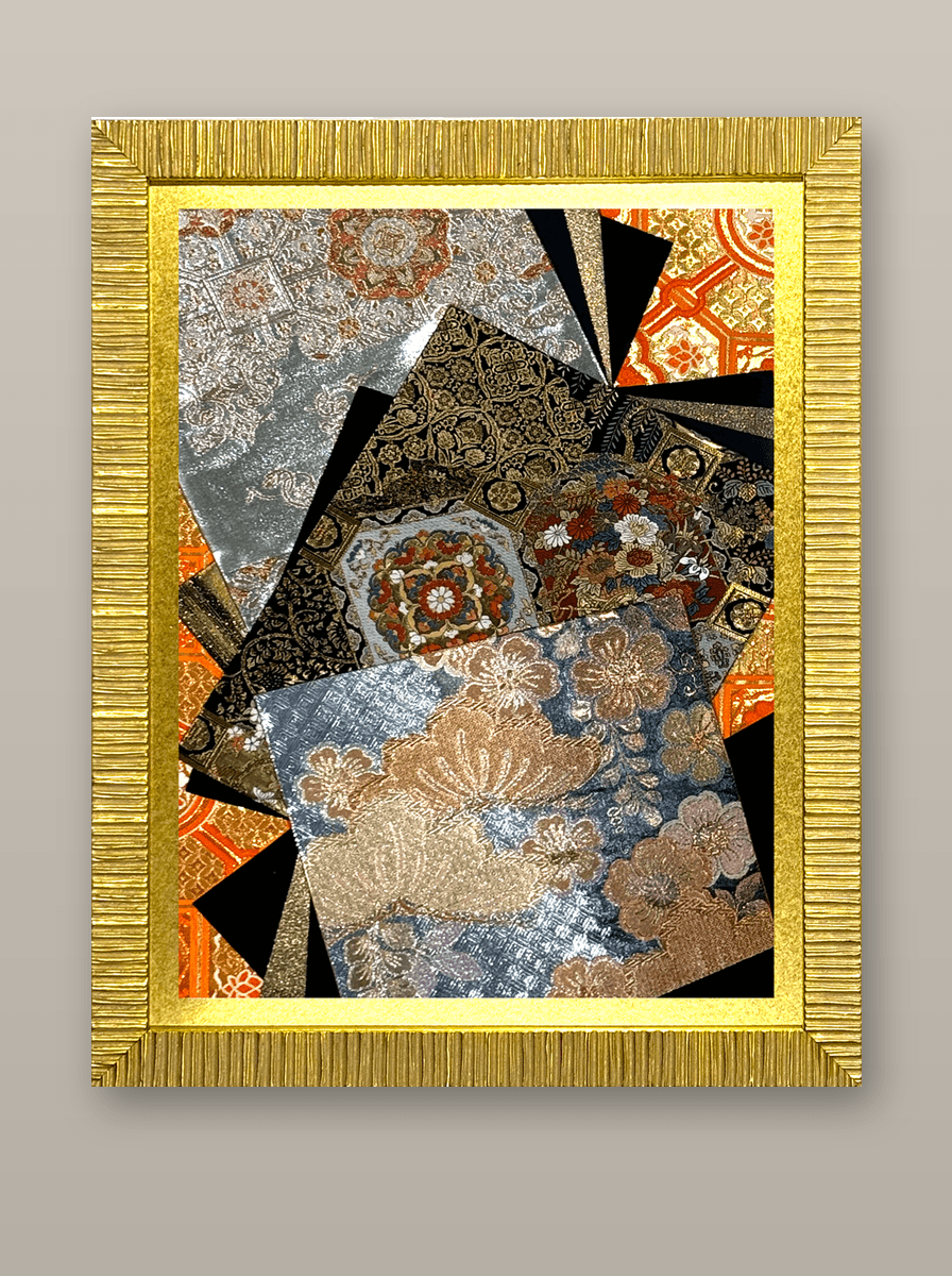 Botanical collection gold-thread obi artwork No.08, framed (Large)