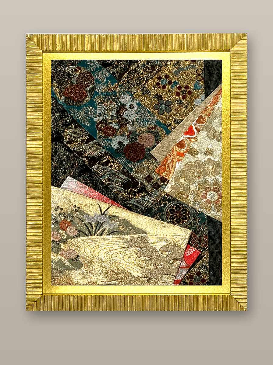 Botanical collection gold-thread obi artwork No.15, framed (Medium)