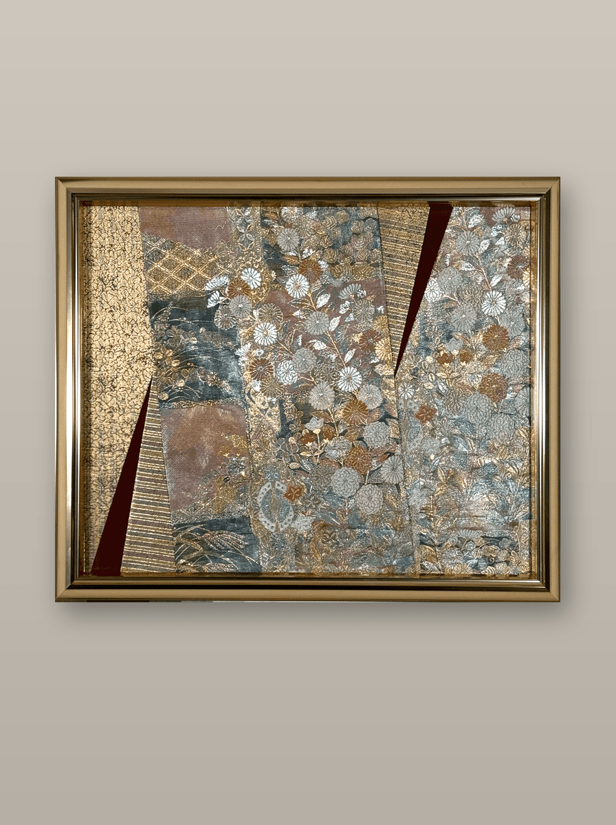 Botanical collection gold-thread obi artwork No.16, framed (Other)