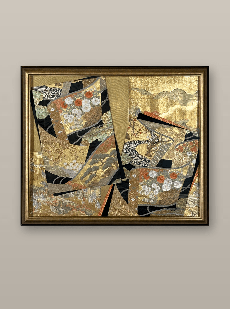 Botanical collection gold-thread obi artwork No.17, framed (Other)