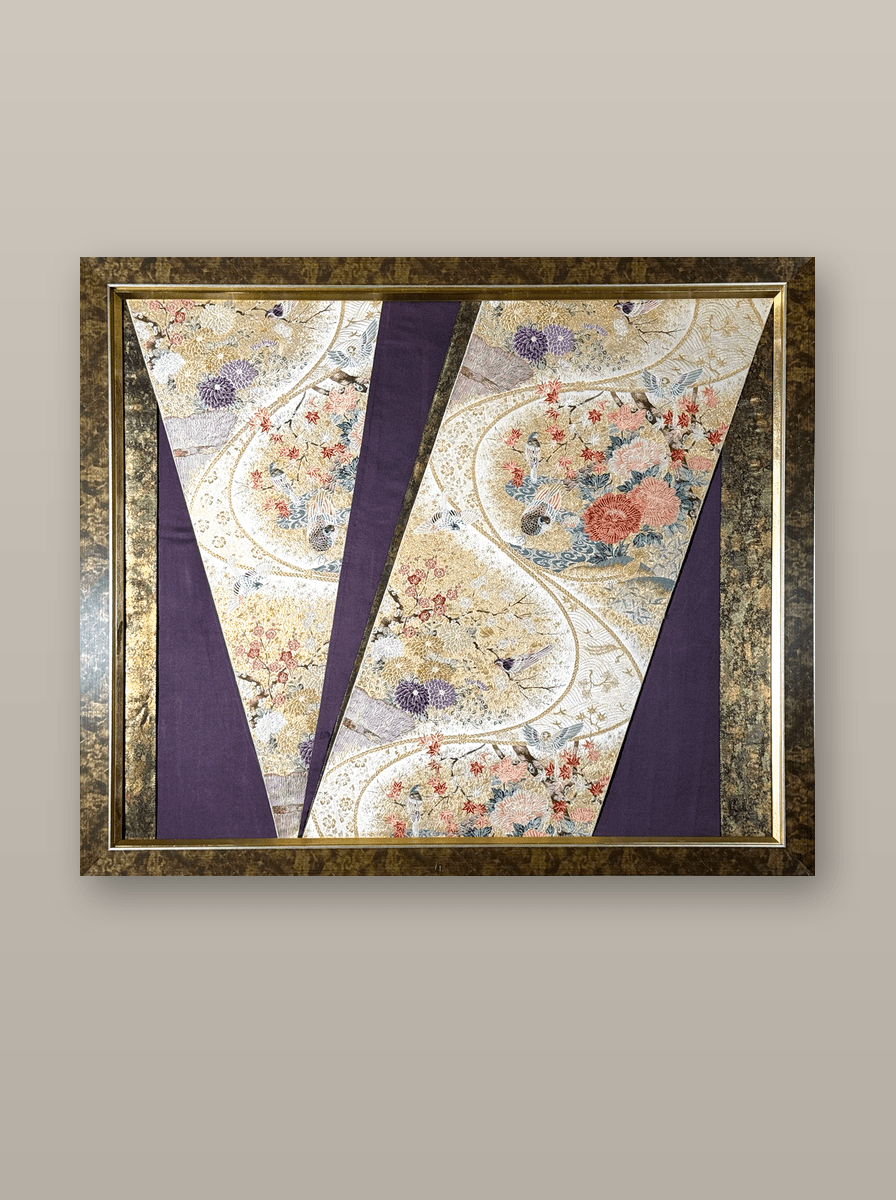 Botanical collection gold-thread obi artwork No.18, framed (Other)