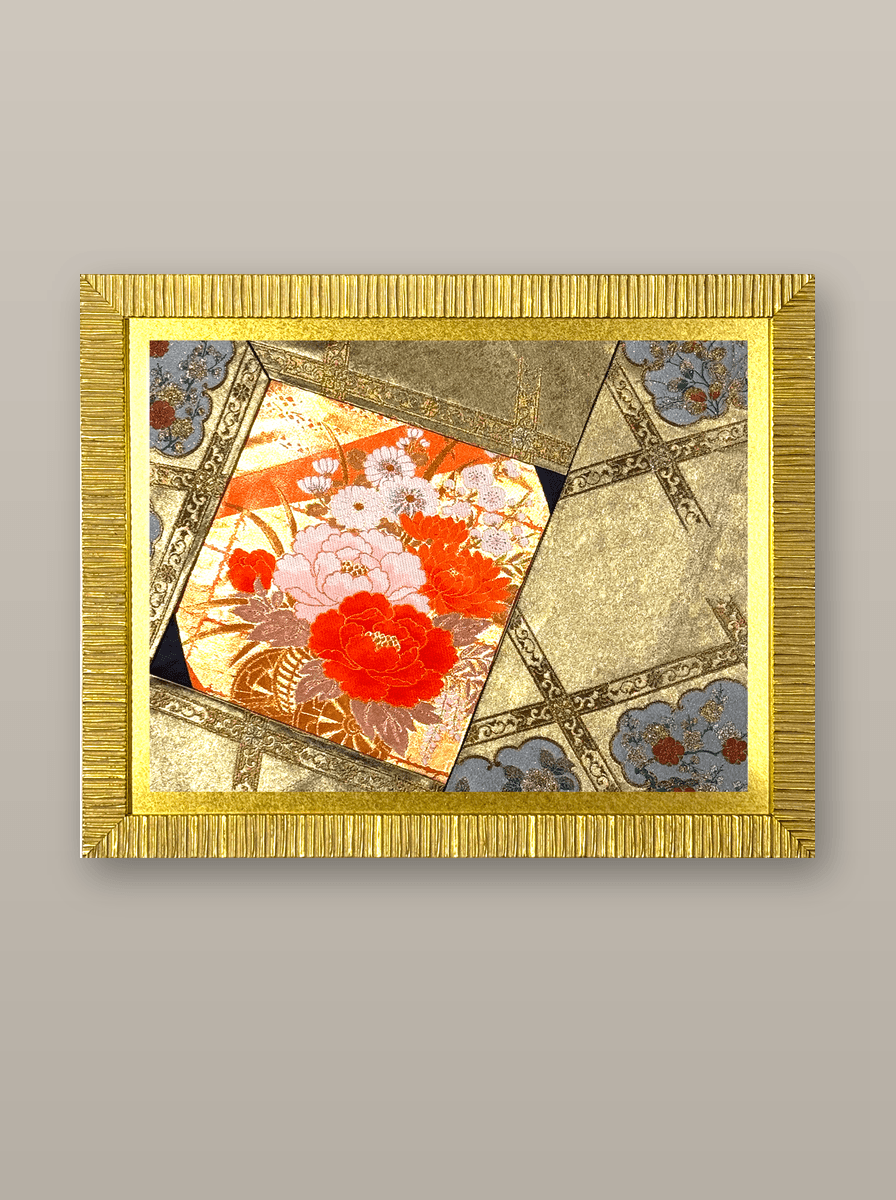 Botanical collection gold-thread obi artwork No.19, framed (Other)