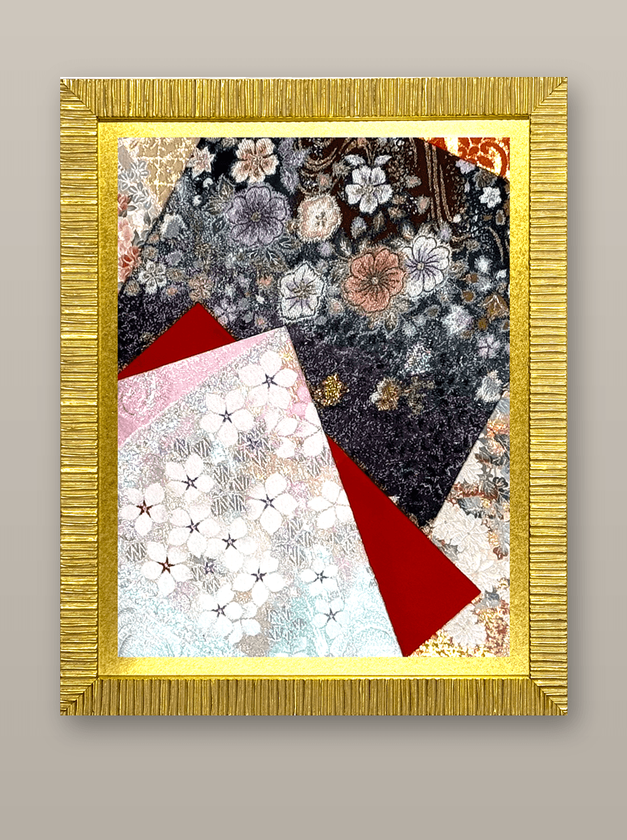 Botanical collection gold-thread obi artwork No.21, framed (Small)