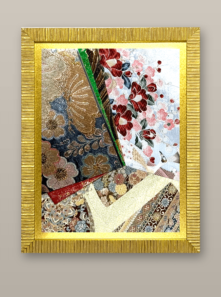 Botanical collection gold-thread obi artwork No.22, framed (Small)
