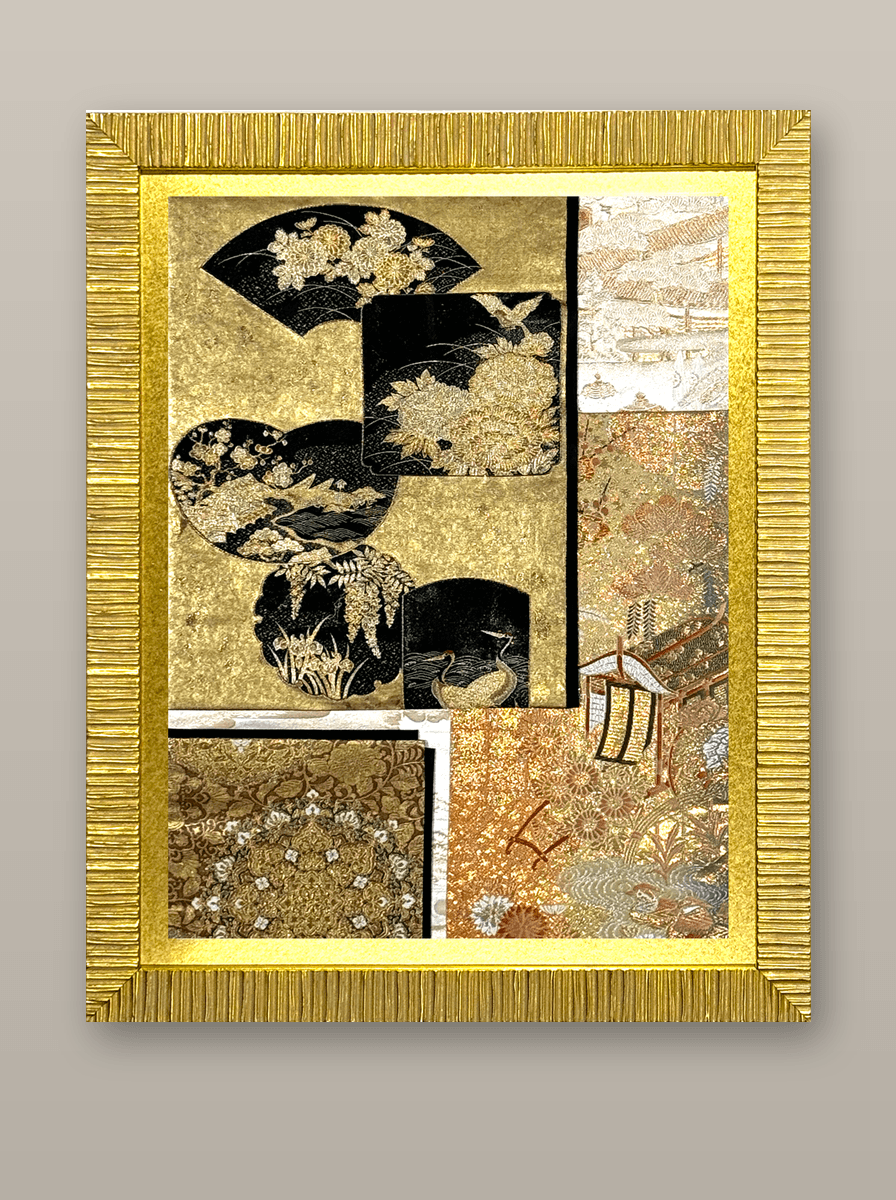 Koto collection gold-thread obi artwork No.07, framed (Large)