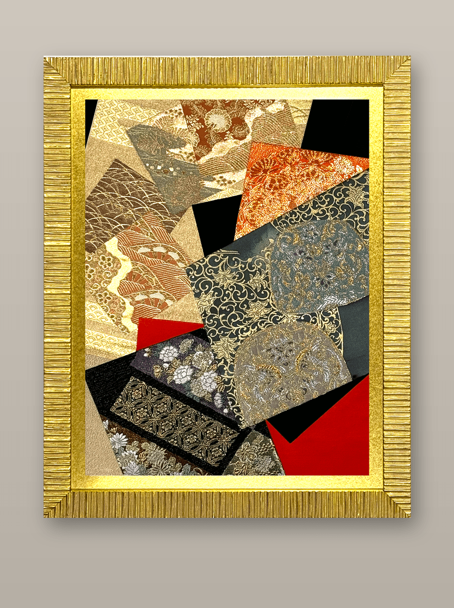 Shōsō-in collection gold-thread obi artwork No.03, framed (Large)