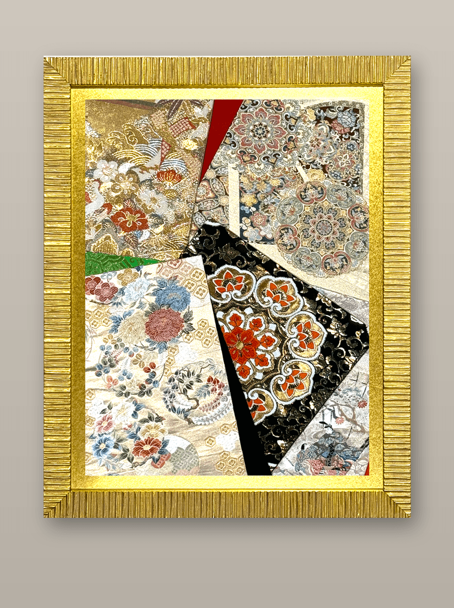 Shōsō-in collection gold-thread obi artwork No.04, framed (Large)